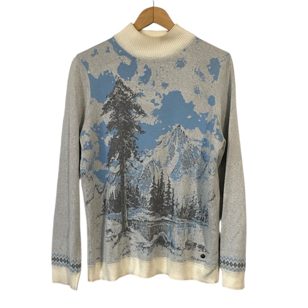 Northern Reflections Blue and Cream Scenic Sweater